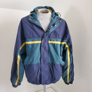 80s 90s Vintage Pacific Trail Colorblock Windbreaker Zipup Jacket with Hood